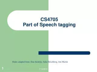 CS4705 Part of Speech tagging