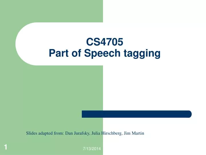 cs4705 part of speech tagging