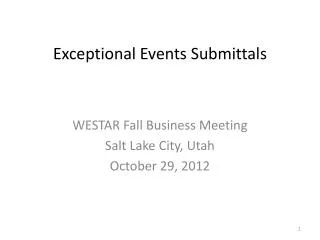 Exceptional Events Submittals