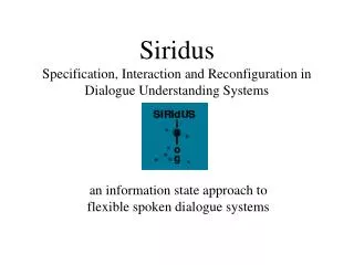 Siridus Specification, Interaction and Reconfiguration in Dialogue Understanding Systems