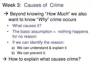 Week 3: Causes of Crime