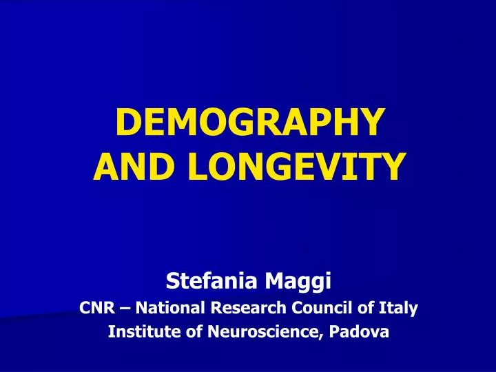 demography and longevity