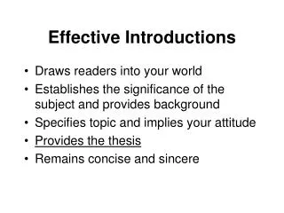 Effective Introductions