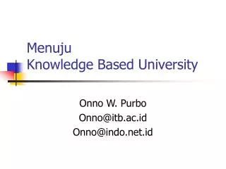 Menuju Knowledge Based University