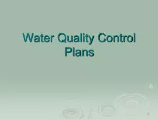 Water Quality Control Plans