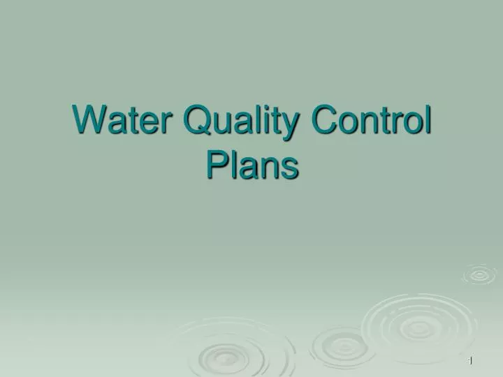 water quality control plans