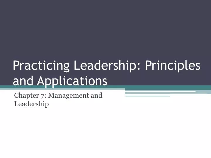 practicing leadership principles and applications