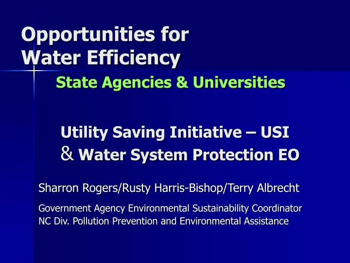 opportunities for water efficiency state agencies universities