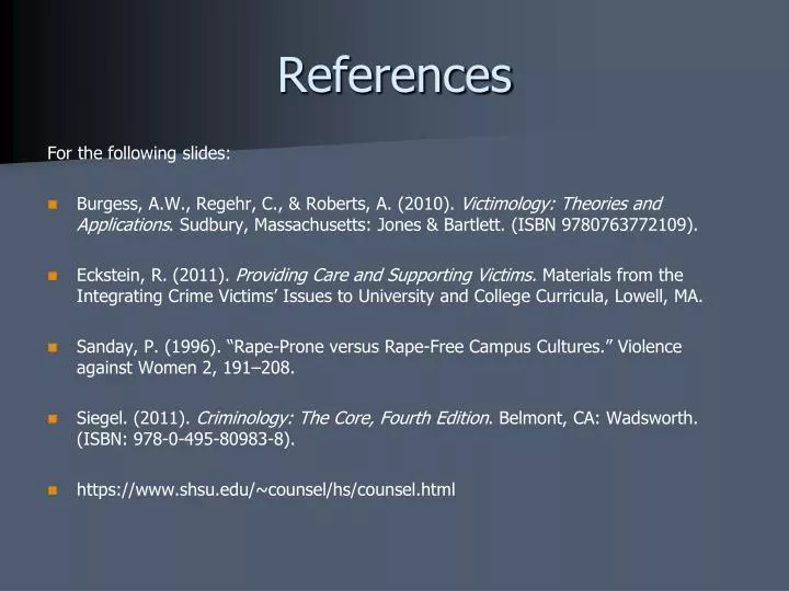 references on presentation