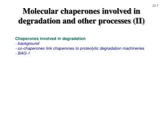 Molecular chaperones involved in degradation and other processes (II)