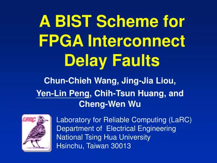 a bist scheme for fpga interconnect delay faults