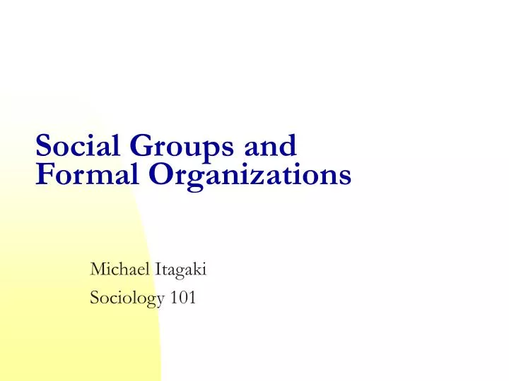 social groups and formal organizations