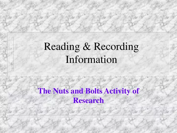 reading recording information