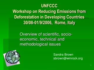 UNFCCC Workshop on Reducing Emissions from Deforestation in Developing Countries 30/08-01/9/2006, Rome, Italy