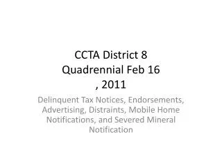 CCTA District 8 Quadrennial Feb 16 , 2011