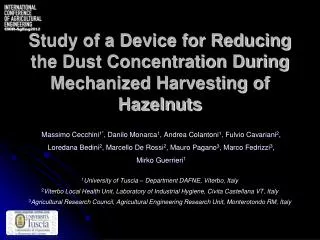 Study of a Device for Reducing the Dust Concentration During Mechanized Harvesting of Hazelnuts