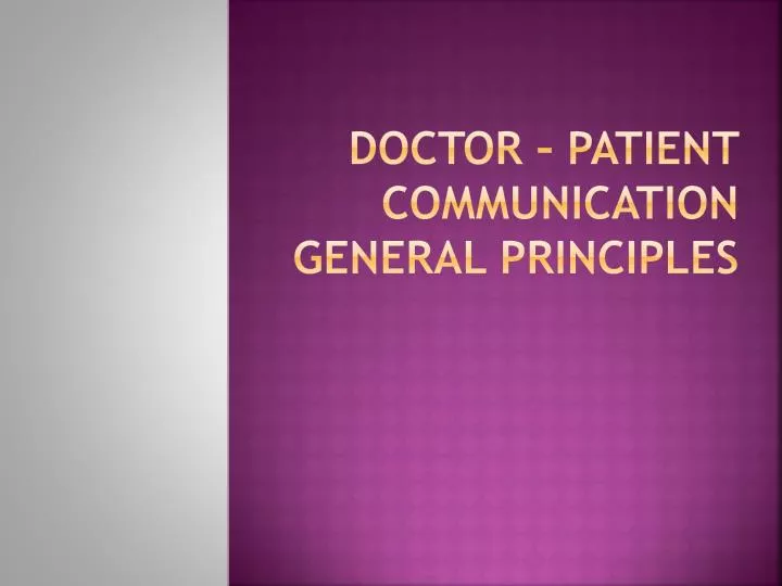 doctor patient communication general principles