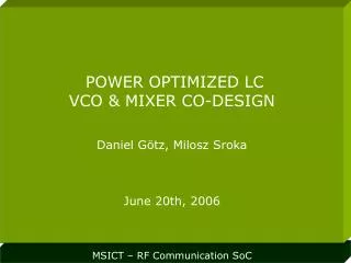 MSICT – RF Communication SoC