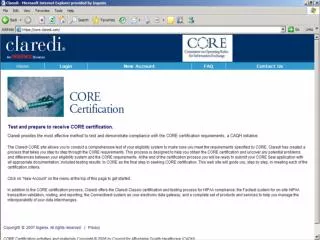 This will be a very quick snapshot of the Claredi CORE Certification Testing system.