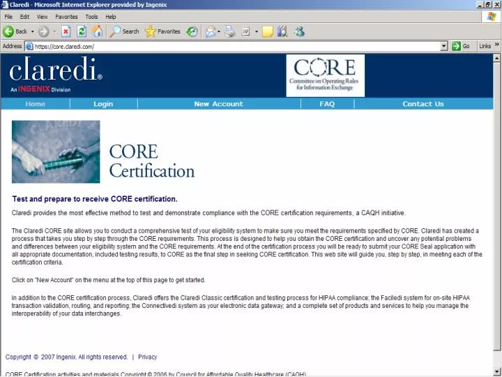 this will be a very quick snapshot of the claredi core certification testing system