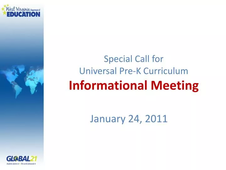 special call for universal pre k curriculum informational meeting