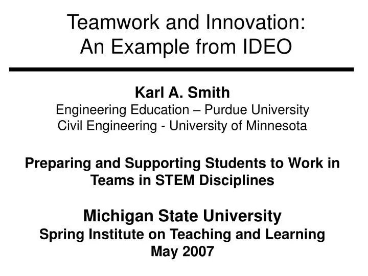 teamwork and innovation an example from ideo