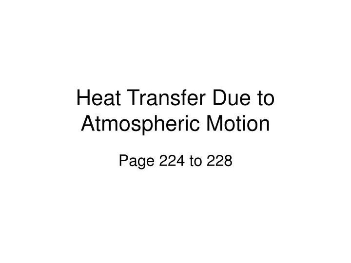 heat transfer due to atmospheric motion