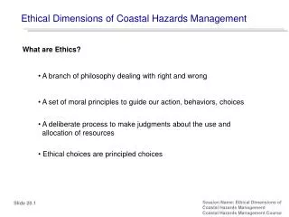 Ethical Dimensions of Coastal Hazards Management
