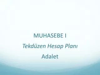 MUHASEBE I Tekdüzen Hesap Planı Adalet