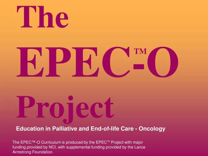 the epec o project education in palliative and end of life care oncology