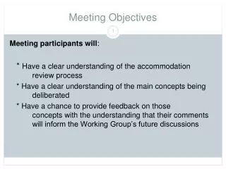 Meeting Objectives