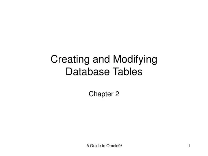 creating and modifying database tables