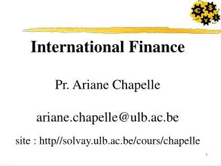 International Finance Pr. Ariane Chapelle ariane.chapelle@ulb.ac.be site : http//solvay.ulb.ac.be/cours/chapelle