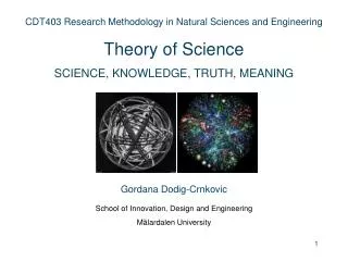 CDT403 Research Methodology in Natural Sciences and Engineering Theory of Science SCIENCE, KNOWLEDGE, TRUT H, MEANING Go