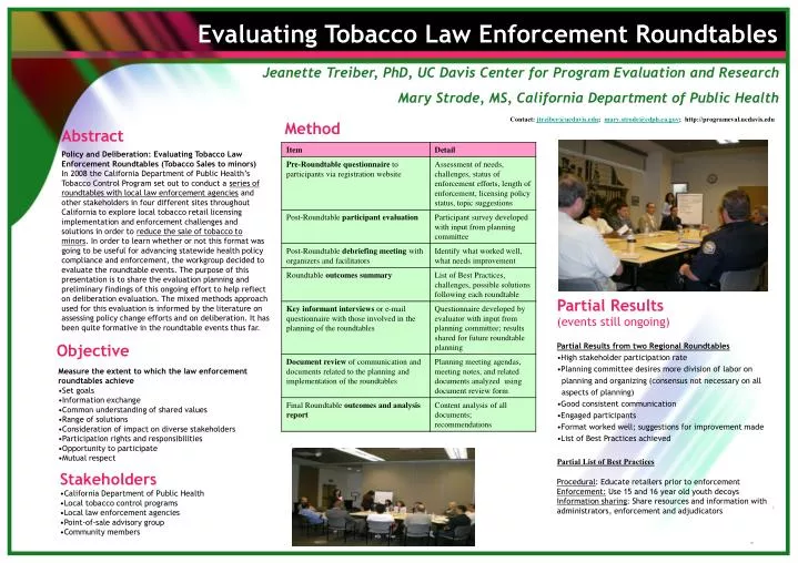 evaluating tobacco law enforcement roundtables