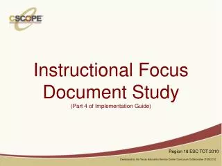 Instructional Focus Document Study (Part 4 of Implementation Guide)