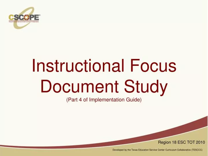 instructional focus document study part 4 of implementation guide