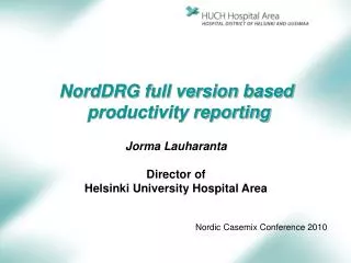 NordDRG full version based productivity reporting