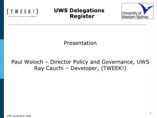 UWS Delegations Register