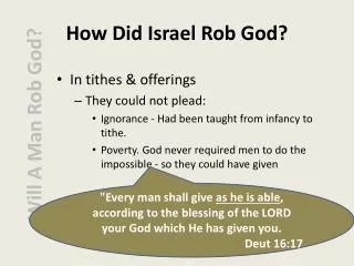 How Did Israel Rob God?