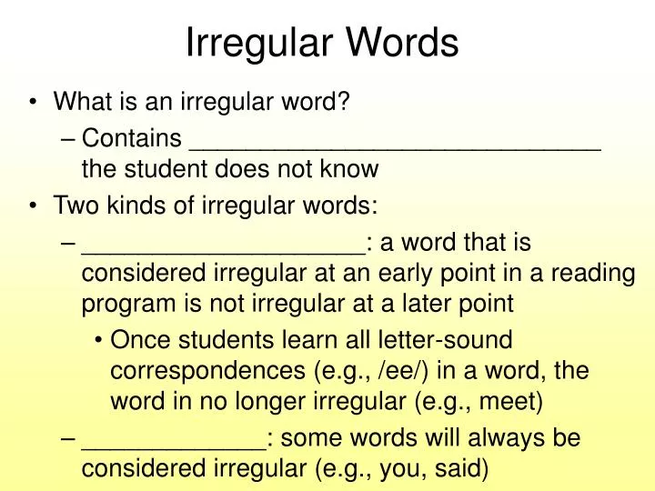 irregular words