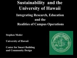 Sustainability and the University of Hawaii
