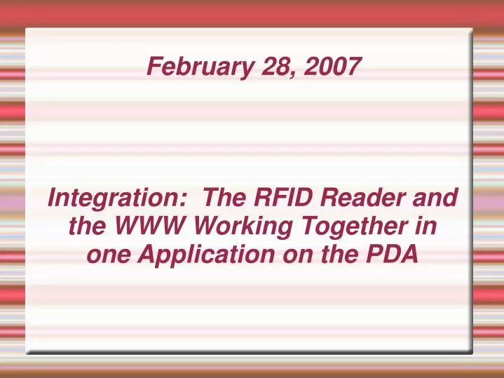 integration the rfid reader and the www working together in one application on the pda