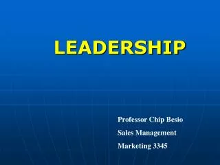 Professor Chip Besio Sales Management Marketing 3345