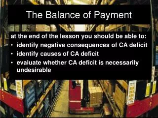The Balance of Payment