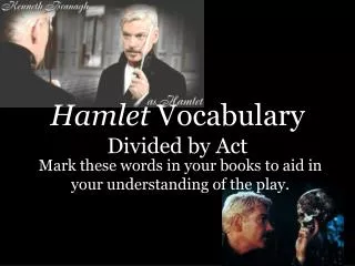Hamlet Vocabulary Divided by Act