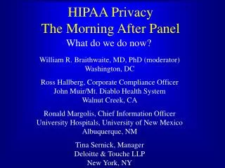 hipaa privacy the morning after panel