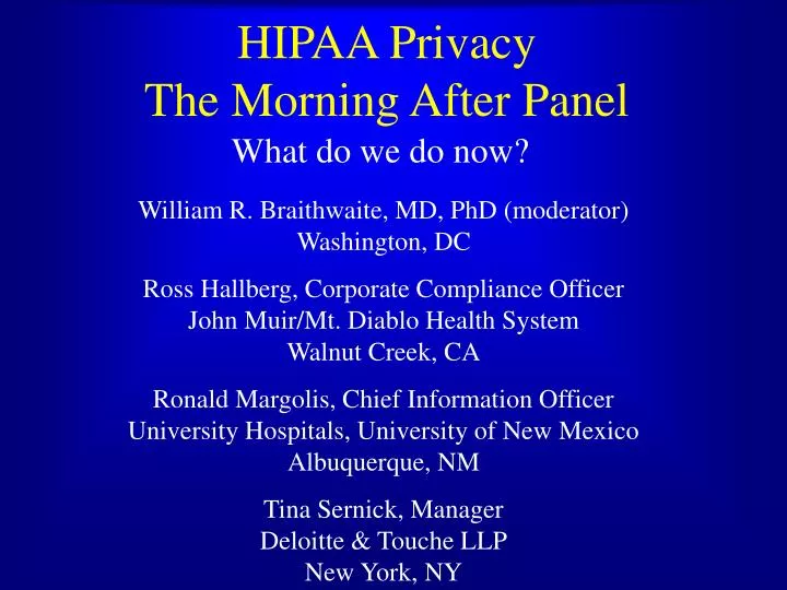 hipaa privacy the morning after panel