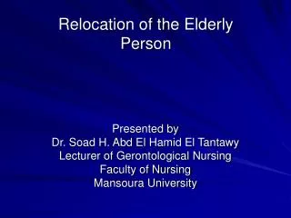 Relocation of the Elderly Person