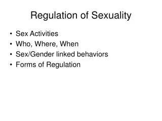 Regulation of Sexuality